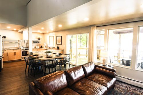 Living room, dining, and kitchen